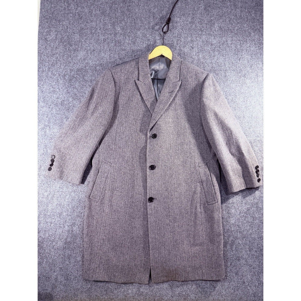 CALVIN KLEIN Coat Gray Wool Blend Pacific Long Overcoat Topcoat Men's 46R